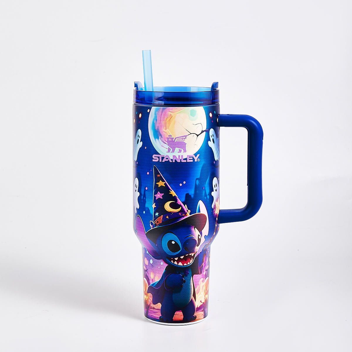 Stanley Stitch Halloween tumbler with straw